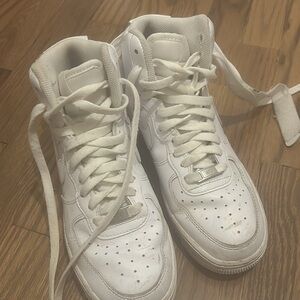 White Nike Air Force 1s High Top FRAT CLEATS